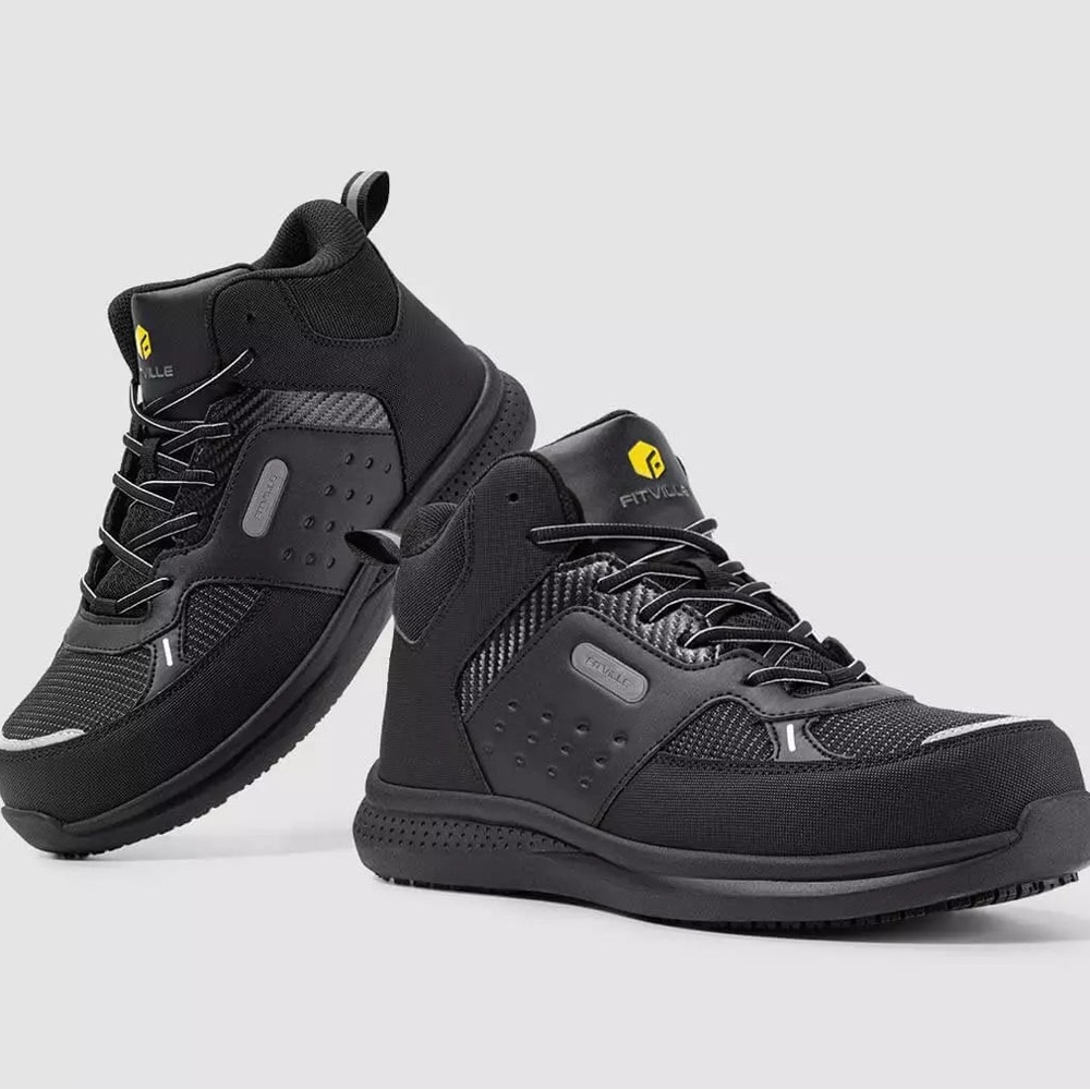 FitVille ‎ Work Boots Men sz 7EW Composite Toe Safety Work Shoes Slip-Resistant